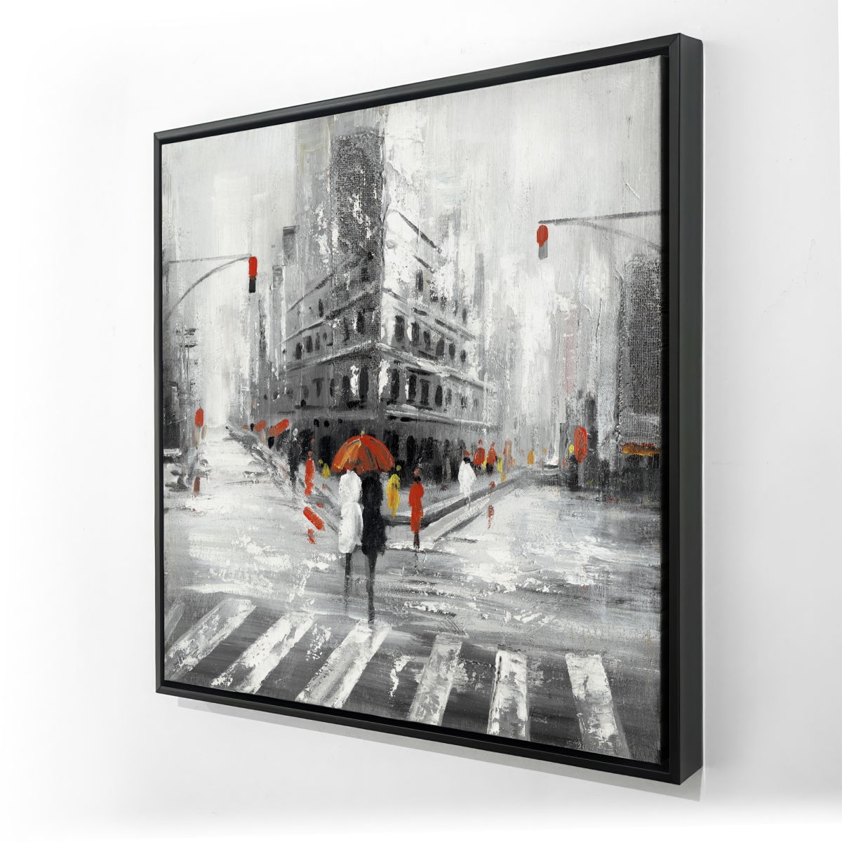 C1FC2424XDJ75O 24 x 24 in. Grayish Flatiron Building - Office Gray Framed Canvas Art