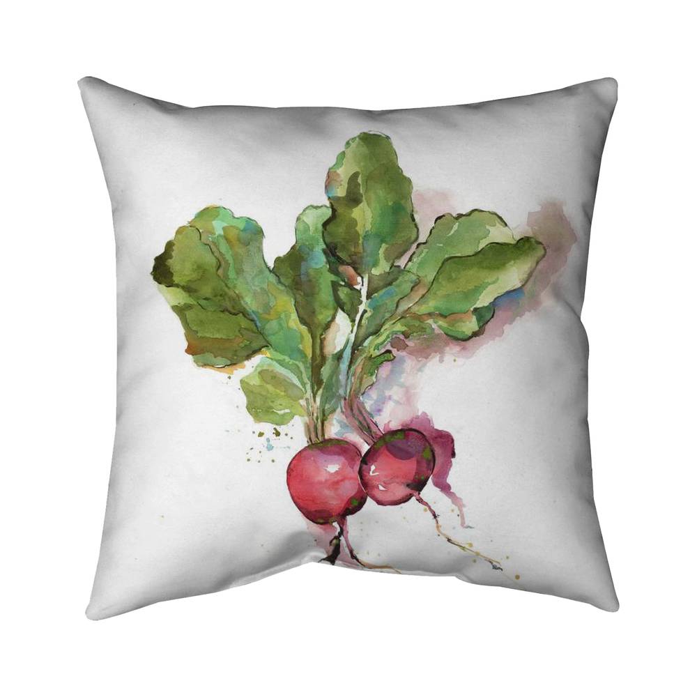 5542-2020-GA81 20 x 20 in. Watercolor Radish - Still Life Red Outdoor Throw Pillow