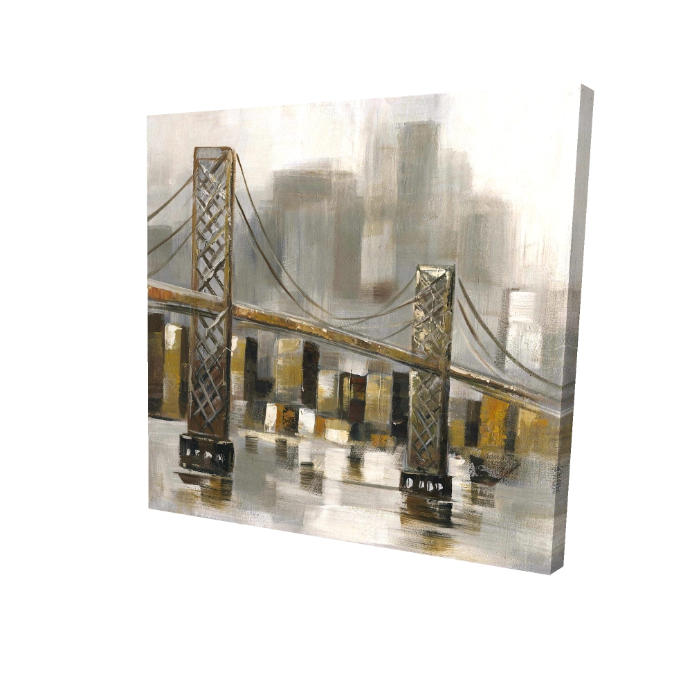 2080-3636-CI15 36 x 36 in. Bridge By a Cloudy Day - Cities Gray Canvas Home Decor
