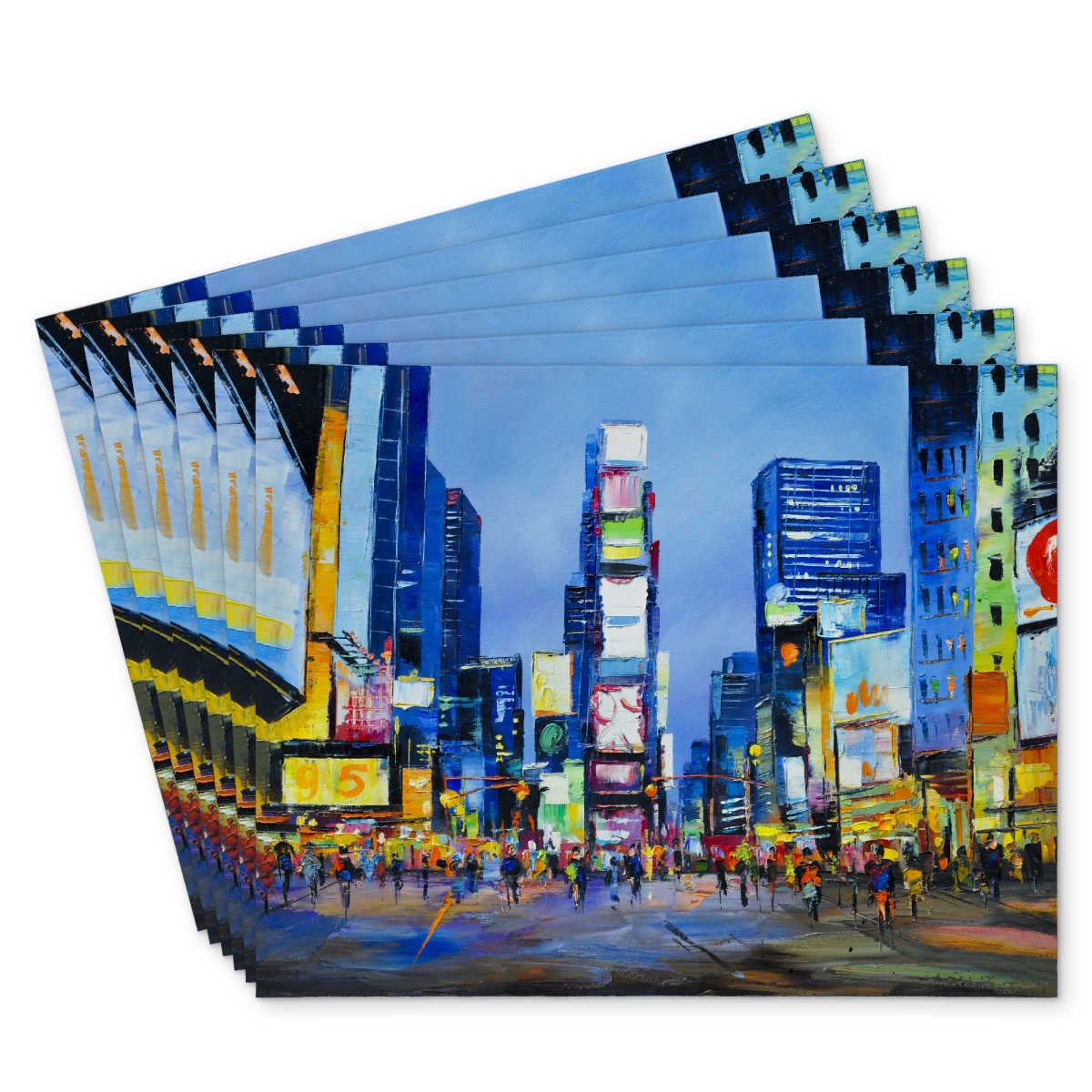 Picture of Begin Home Decor C6PP1418KBDEUE 14 x 18 in. Cityscape in Times Square - Polyester Placemat for Home Decor - Set of 6