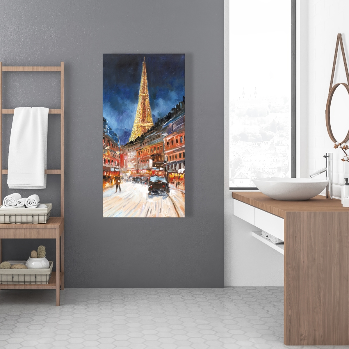 C1RC2448JCFN8F 24 x 48 in. Illuminated Paris - Blue Contemporary Canvas for Home Decor