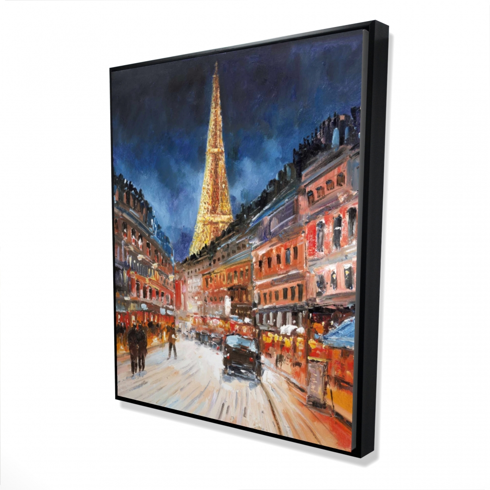2081-6048-CI170 48 x 60 in. Illuminated Paris - Building Blue Framed Canvas Art Decor