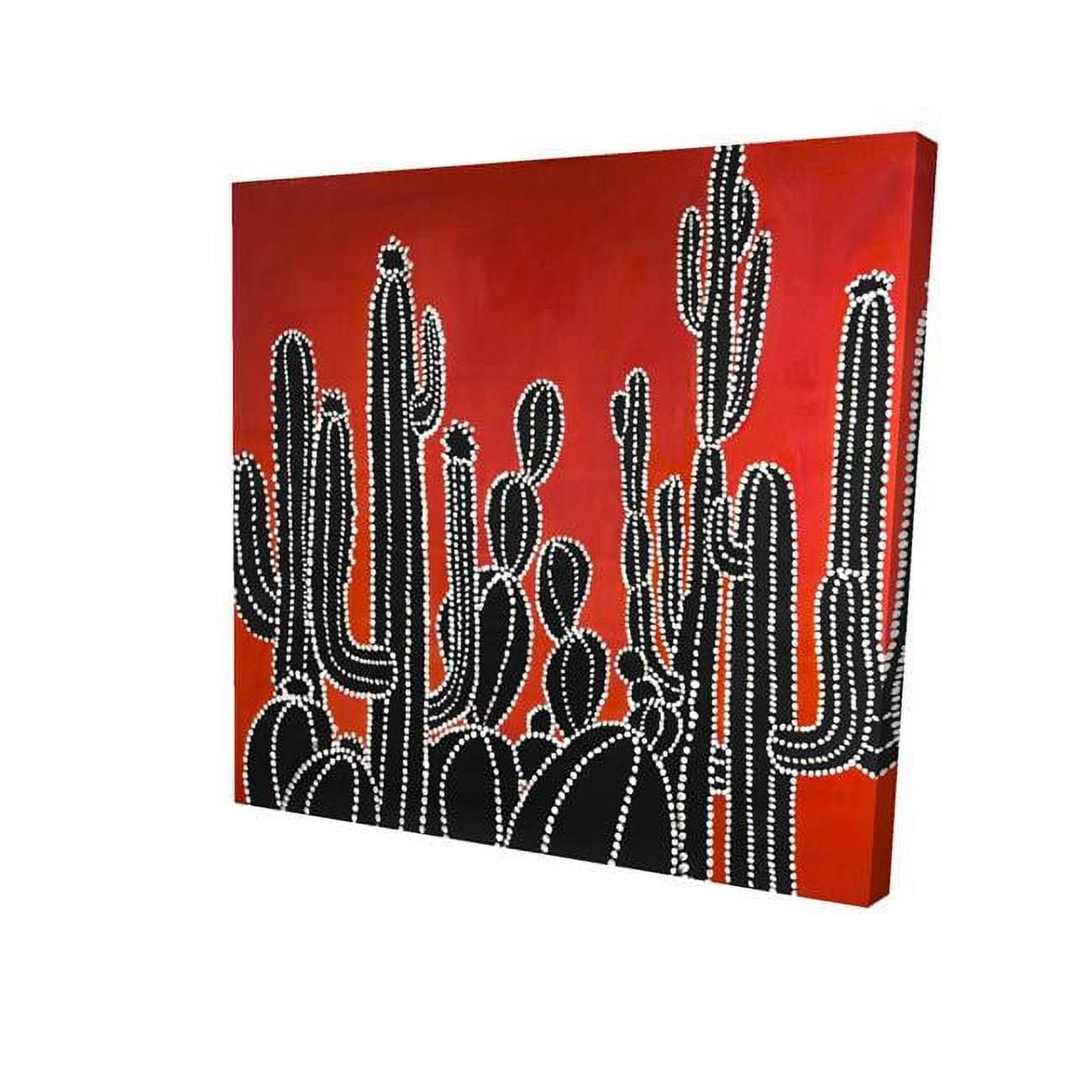 12 x 12 in. Black Tall Cactus-Print on Canvas
