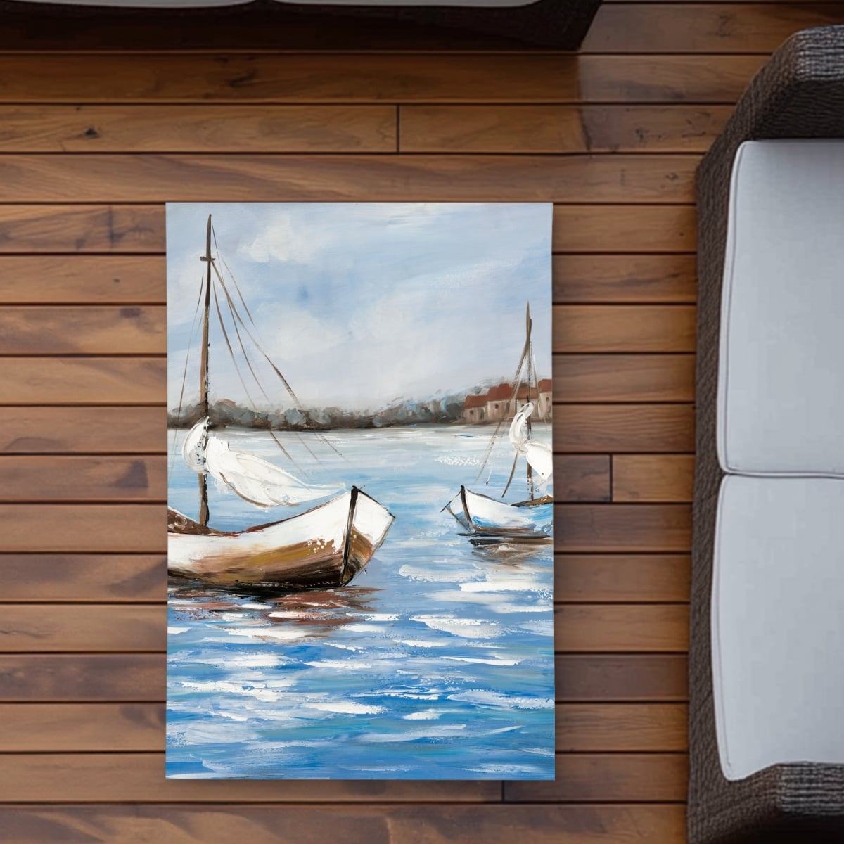 C1ROAR23BKCG74 2 x 3 ft. Two Boats on the Water Rug - Blue Travel Outdoor Decor - Rectangle