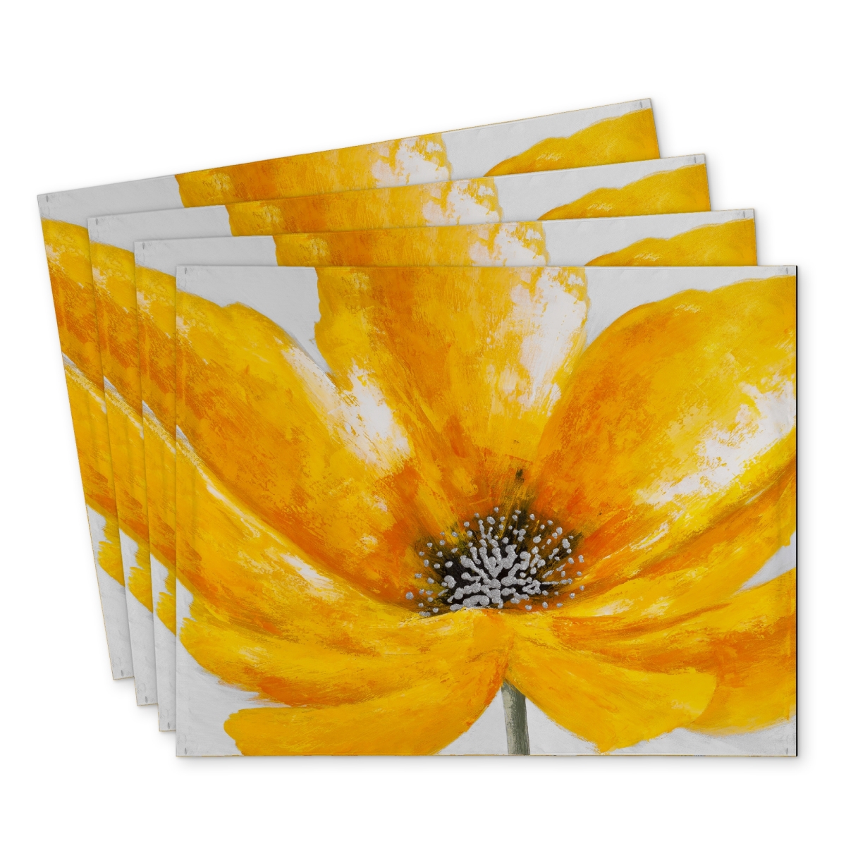 Picture of Begin Home Decor C4PP1418UA698G 14 x 18 in. Big Yellow Flower Polyester Placemat - Home Decor Essential - Set of 4