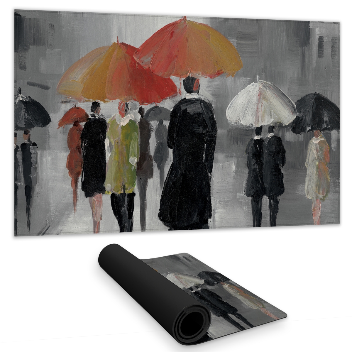 C1DM142472TWUY 14 x 24 in. Street Scene with Umbrellas - Contemporary Gaming Mat - Home Decor