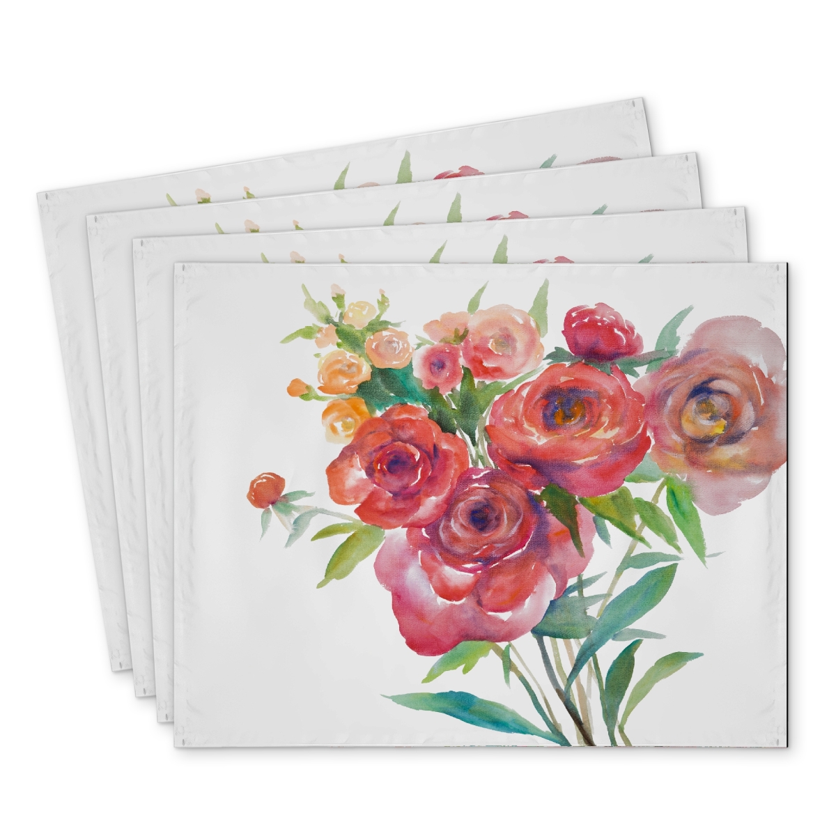 Picture of Begin Home Decor C4PP1418MJYOEH 14 x 18 in. Watercolor Bouquet of Flowers Polyester Placemat - Home Decor - Set of 4