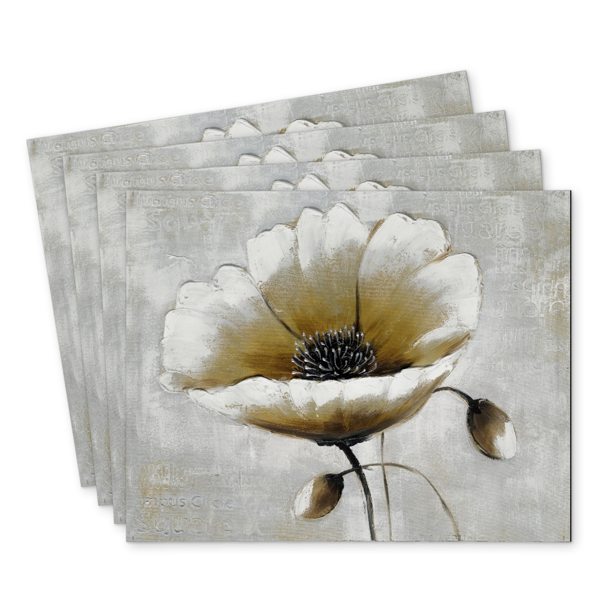 Picture of Begin Home Decor C4PP1418L24GTQ 14 x 18 in. Modern Beige Flower Polyester Placemat - Home Decor Accessory - Set of 4