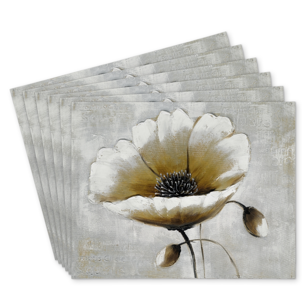 Picture of Begin Home Decor C6PP1418JSOWSX 14 x 18 in. Modern Beige Flower Placemat - Polyester Home Decor Accent - Set of 6
