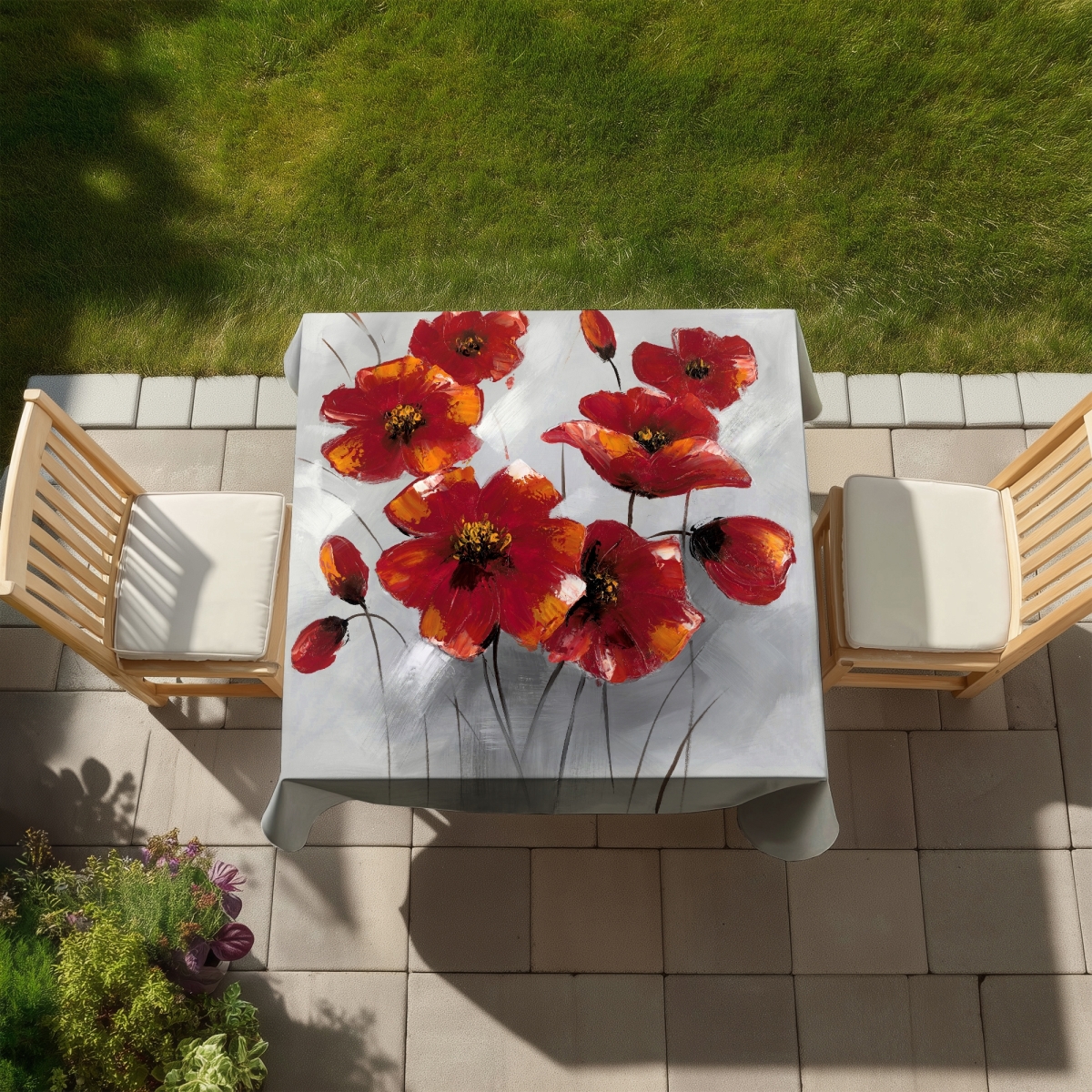 Picture of Begin Home Decor C1TC58585PVFBC 58 x 58 in. Anemone Flowers Tablecloth - Floral Indoor Outdoor Decor
