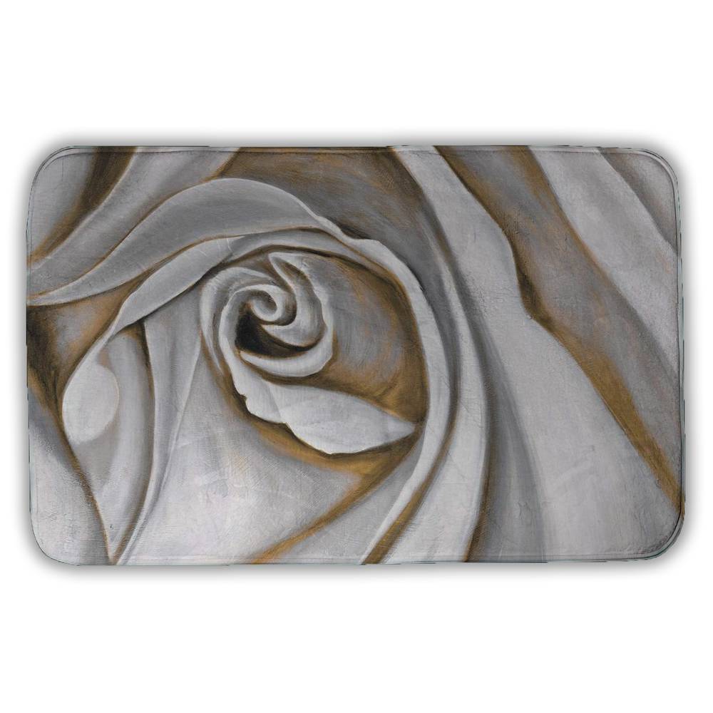 5930-3421-FL11 21 x 34 in. White Rose Closeup Bath Mat - Romantic Bathroom Decor