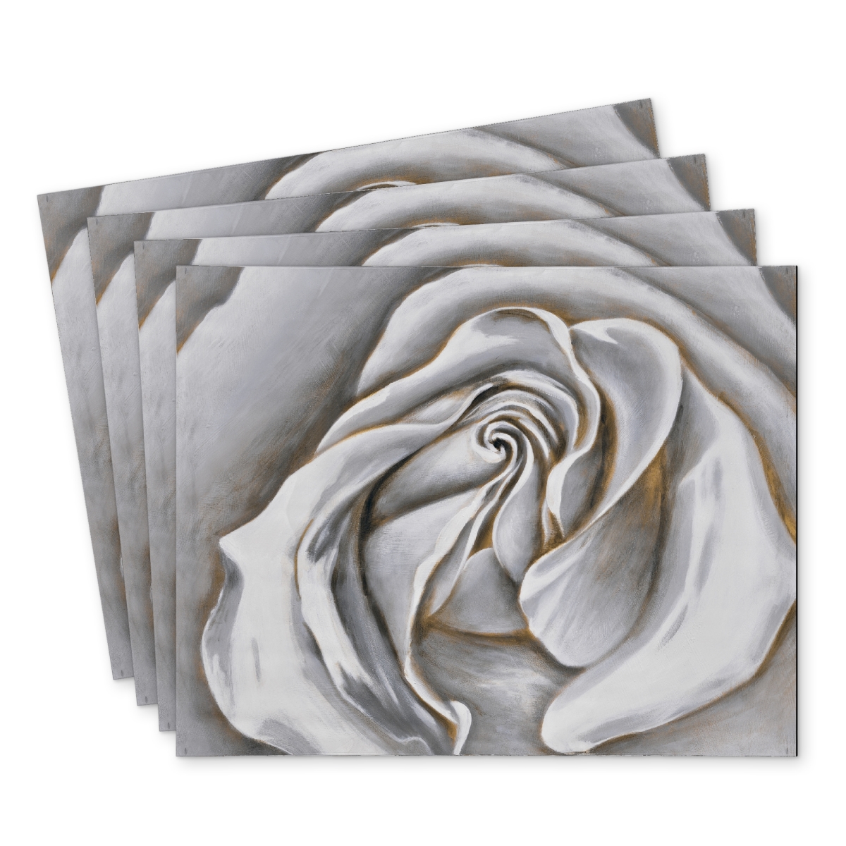 Picture of Begin Home Decor C4PP1418LJGB8I 14 x 18 in. White Rose Delicate Polyester Placemat - Elegant Home Decor - Set of 4