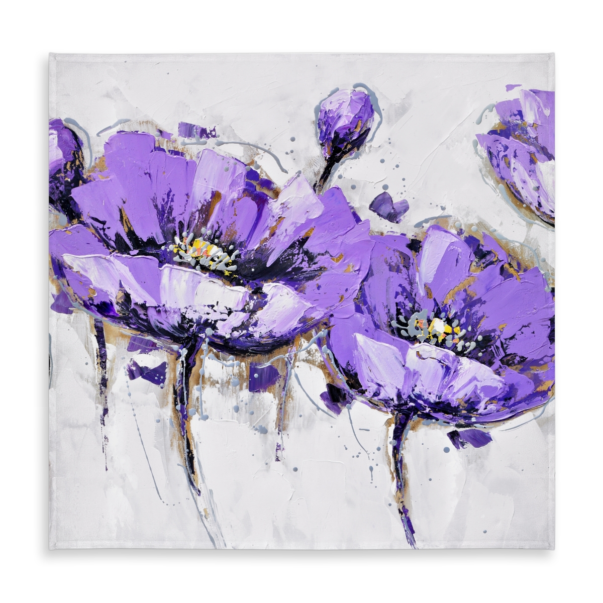 Picture of Begin Home Decor C1TC585880XJD2 58 x 58 in. Abstract Purple Flowers Tablecloth - Contemporary Floral Decor