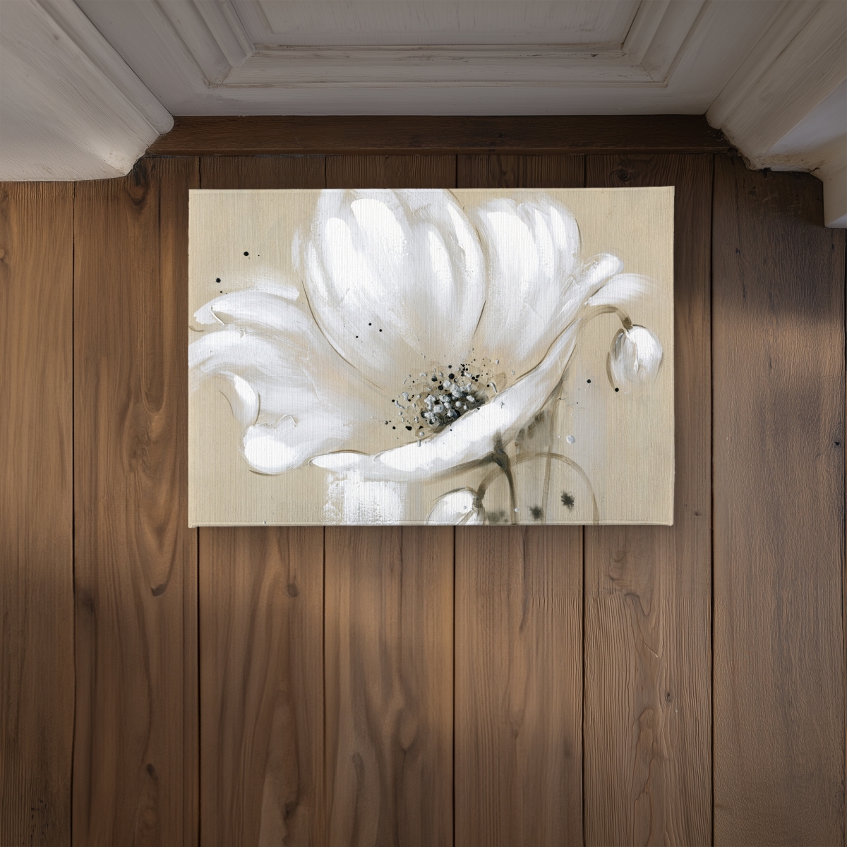 CODM17246UXN26 17 x 24 in. White Abstract Wild Flower Door Mat - Botanical Home Decor