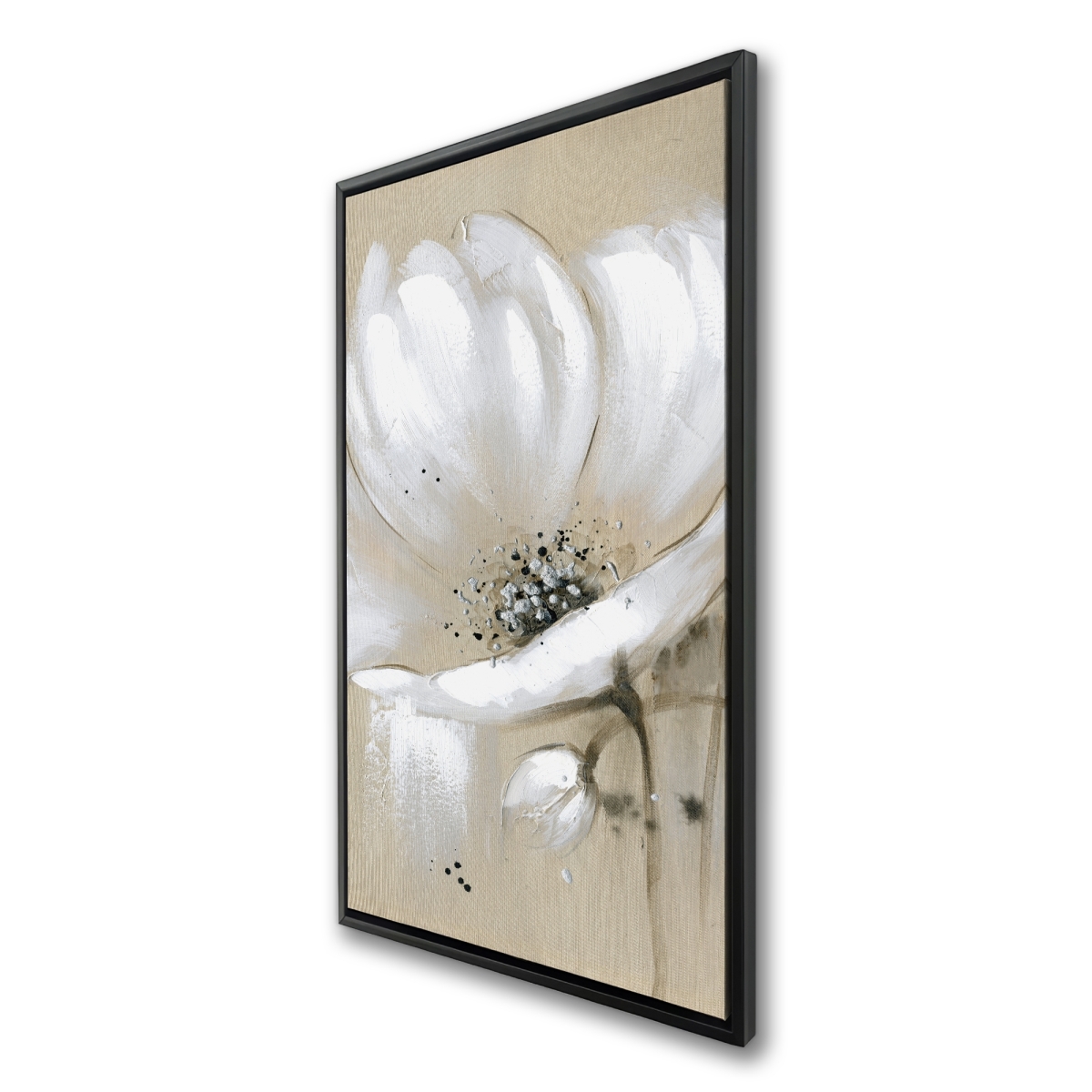 C1FC2448G1C1U8 24 x 48 in. White Abstract Wild Flower - Framed Canvas for Home Decor