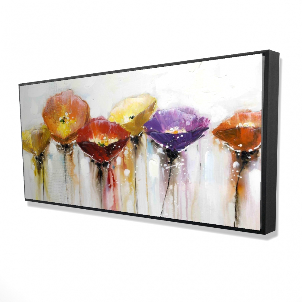 2081-2448-FL47 24 x 48 in. Multiple Colorful Abstract Flowers - Romantic Botanical Canvas