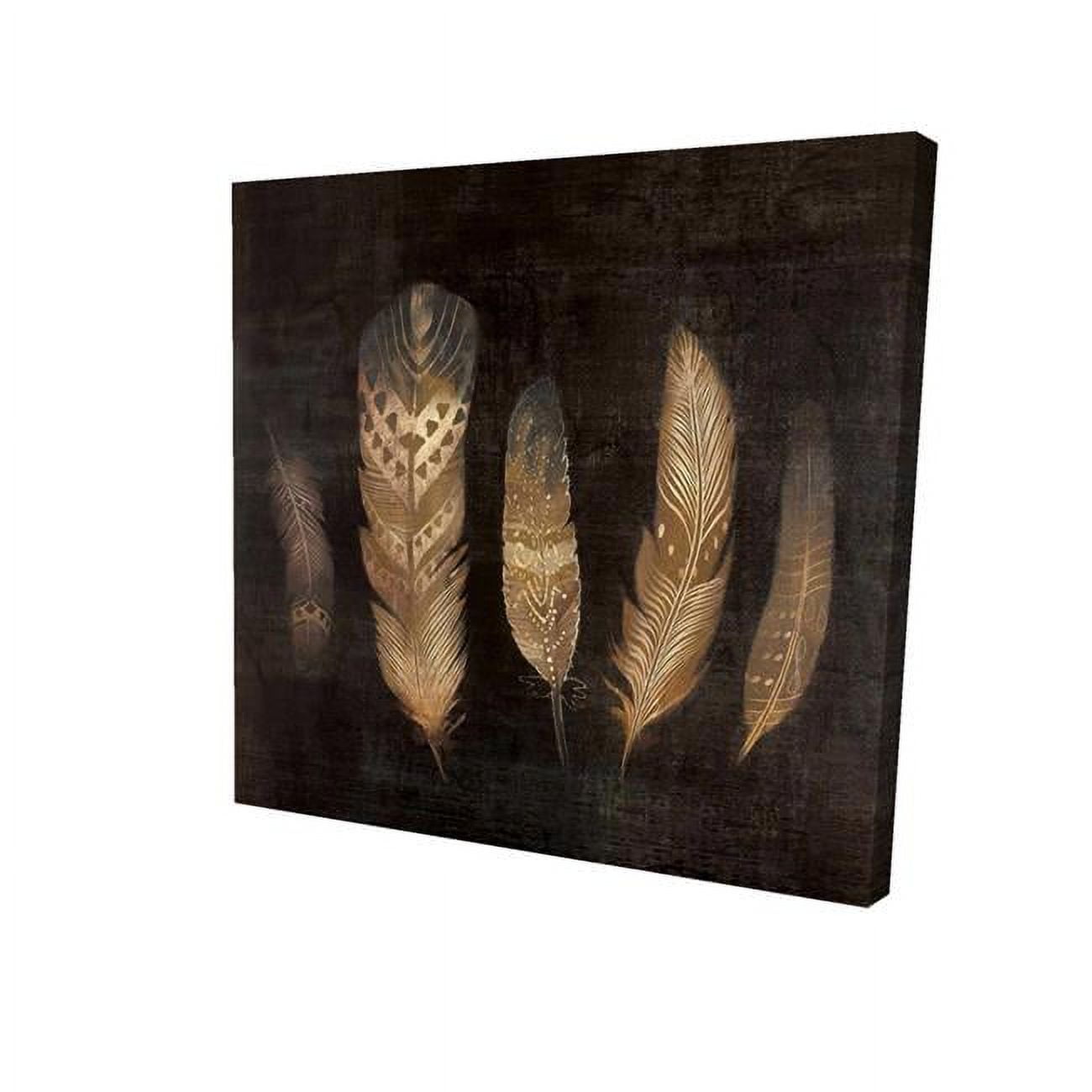 16 x 16 in. Brown Featers-Print on Canvas