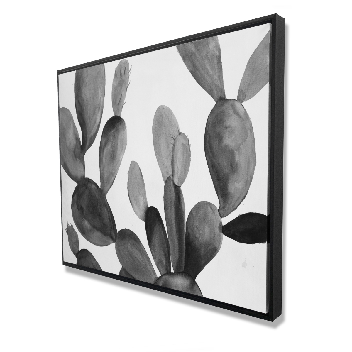 C1FC4860IBAX1X 48 x 60 in. Grayscale Cactus - Black Cactus Framed Canvas Home Decor