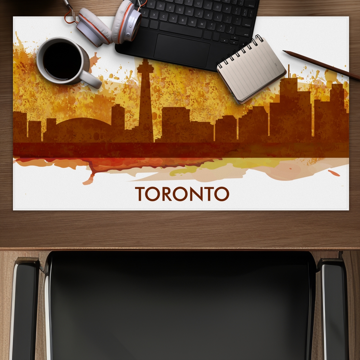 C1DM1424IKXREL 14 x 24 in. Paint Splash Silhouette of Toronto - Orange Gaming Mat - Home Decor