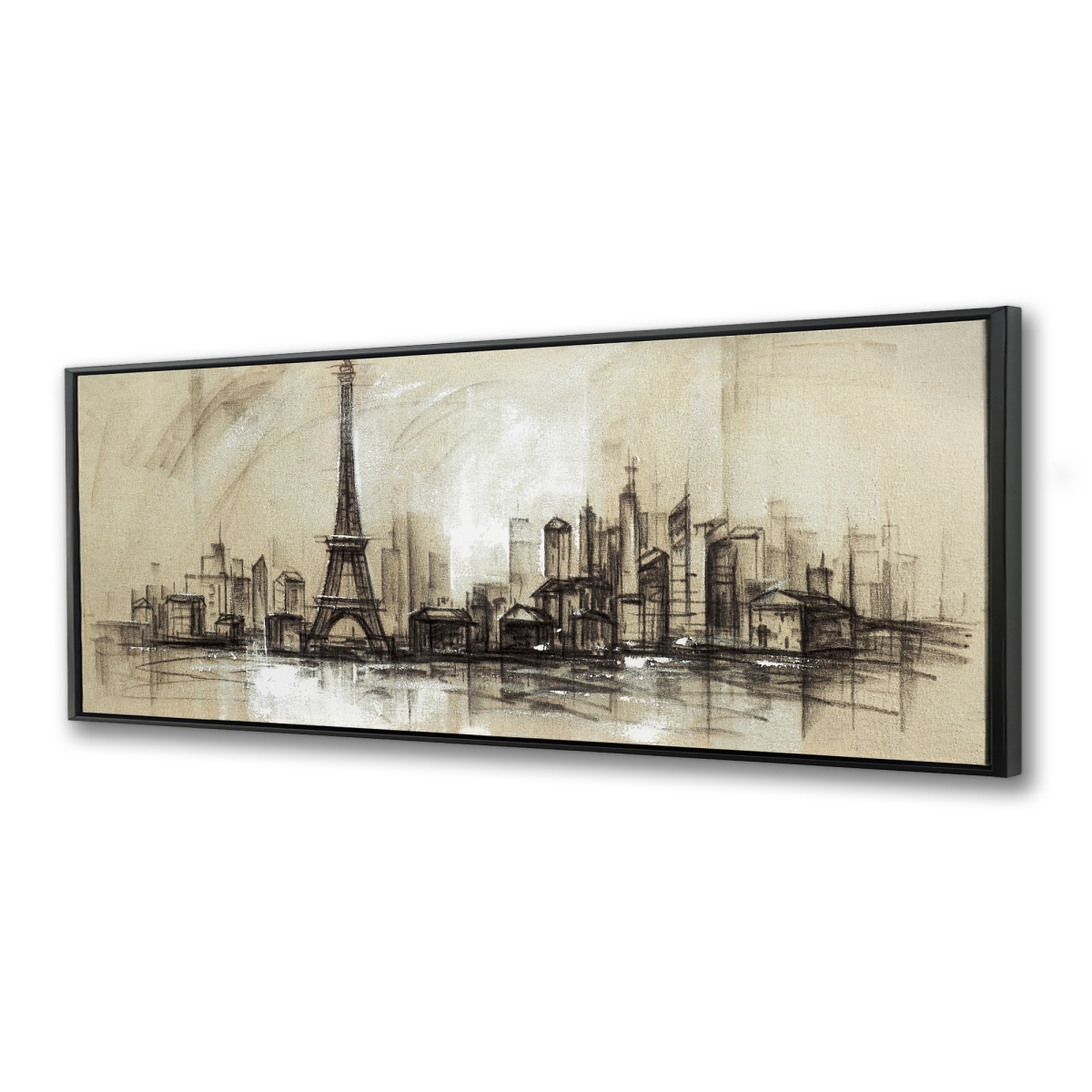 C1FC1648VS8REM 16 x 48 in. Eiffel Tower Sketch - Framed Canvas Home Decor - City Art