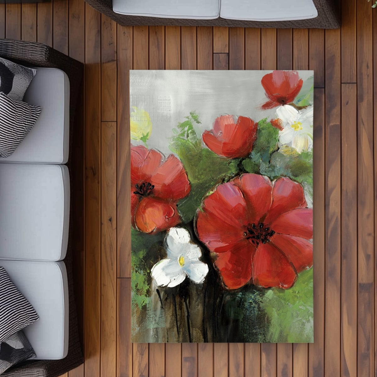 C1ROAR35JGB0YB 3 x 5 ft. Abstract Wild Flowers Bundle - Modern Floral Outdoor Rug - Rectangle