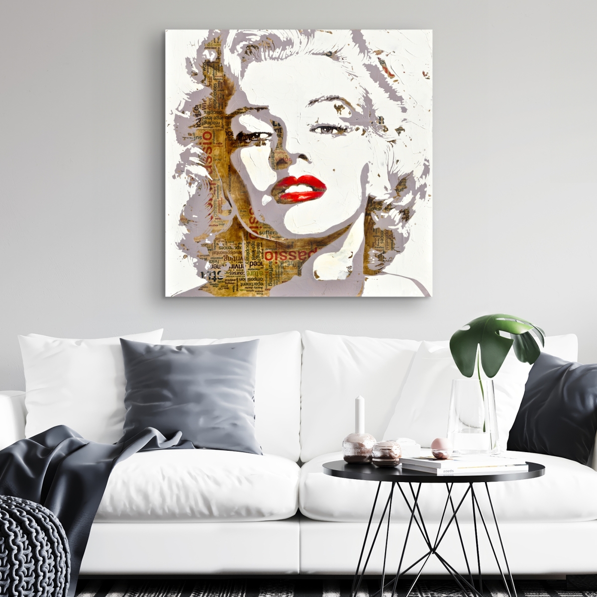 C1RC3232MBWJ7T 32 x 32 in. Marilyn Monroe Typography Canvas - Living Room Decor Beauty