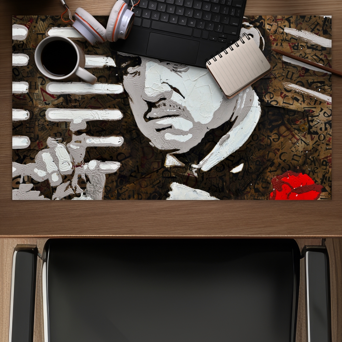 C1DM1424GP1F2V 14 x 24 in. Black & White the Godfather Gaming Mat - Brown Living Room Decor