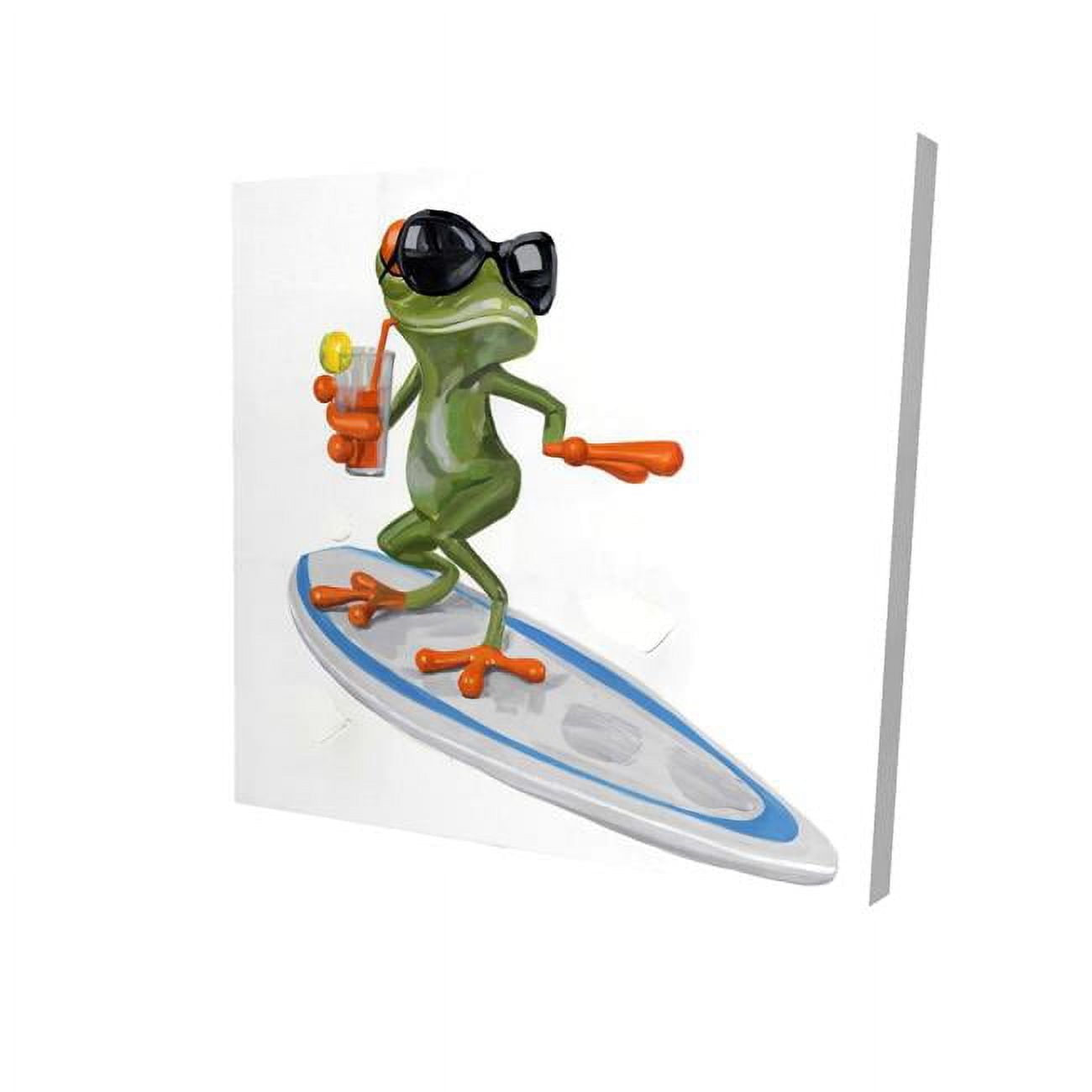 16 x 16 in. Funny Frog Surfing-Print on Canvas