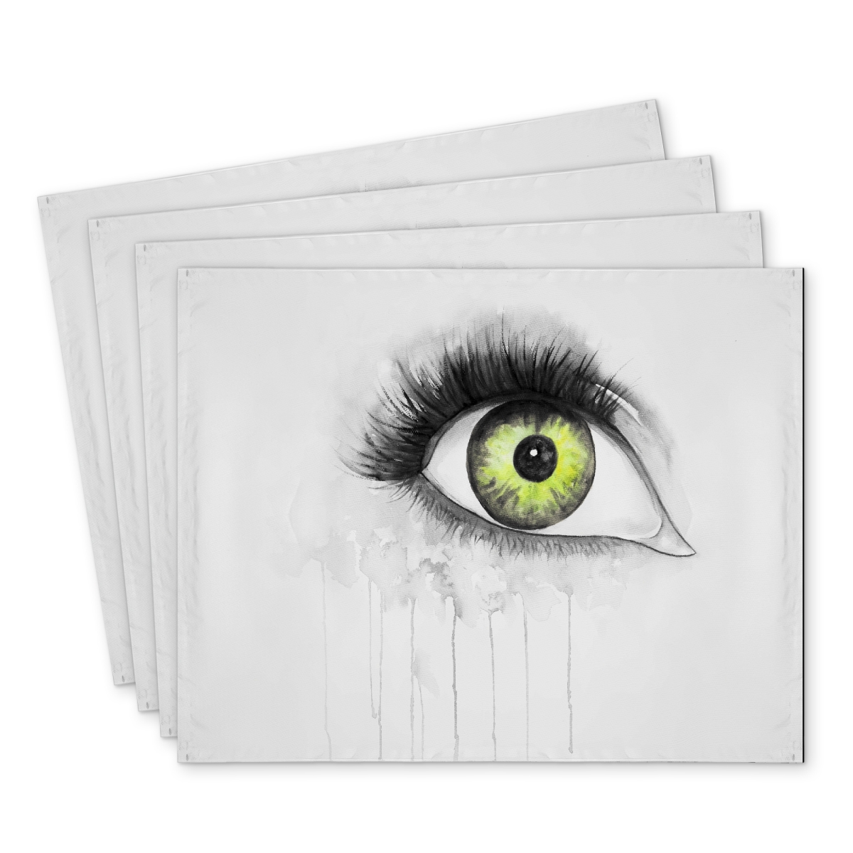 Picture of Begin Home Decor C4PP14188Q36GQ 14 x 18 in. Green Eye in Watercolor - Polyester Placemat for Home Decor - Set of 4