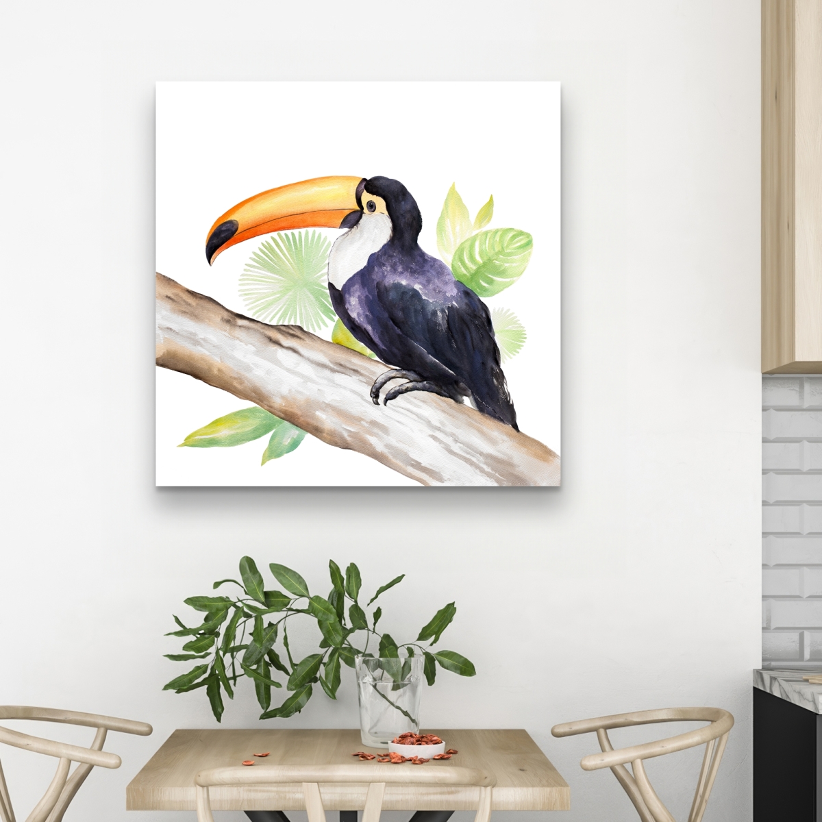 C1RC3232IFAGB3 32 x 32 in. Toucan Perched - Exotic Orange Canvas for Home Decor