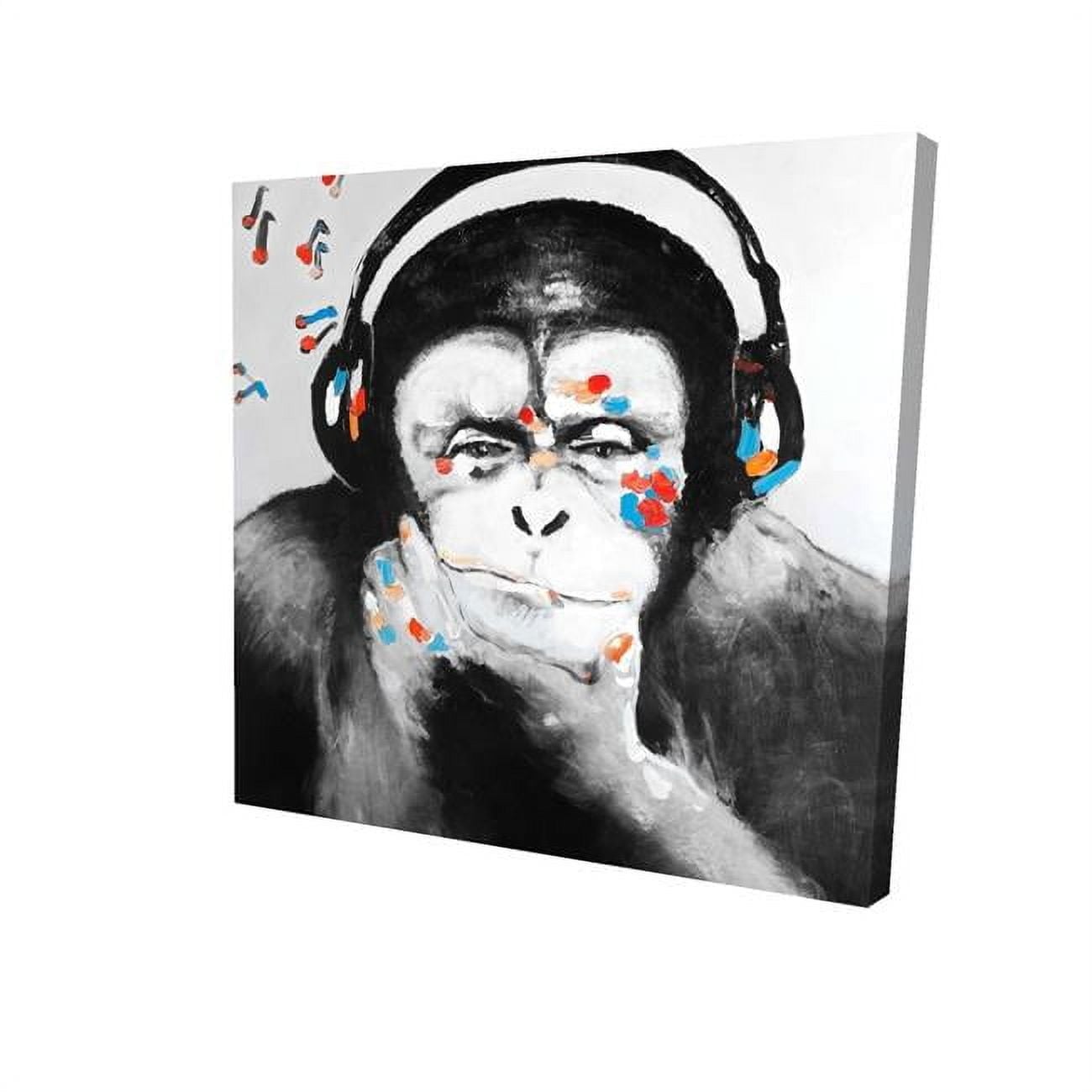 16 x 16 in. Monkey with Headphones-Print on Canvas