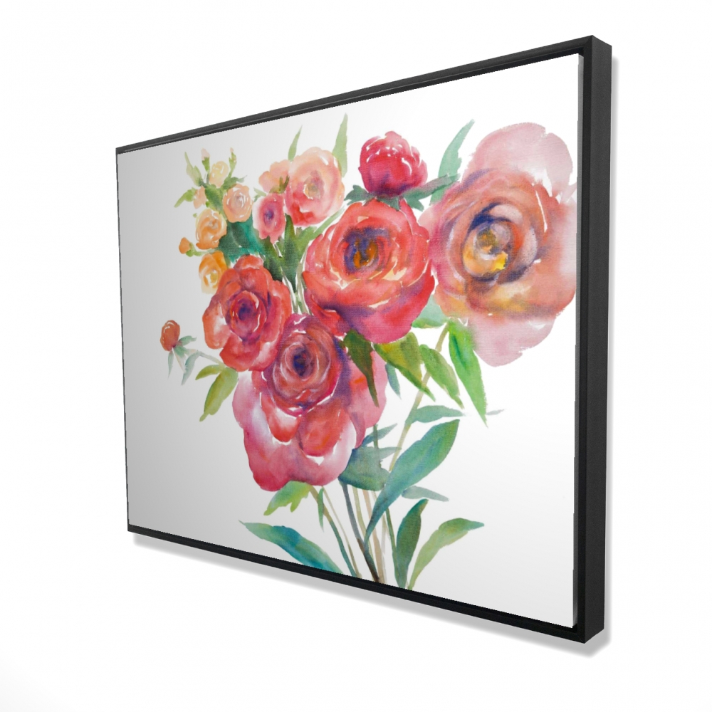 2081-3648-FL156 36 x 48 in. Watercolor Bouquet of Flowers - Framed Canvas Home Decor