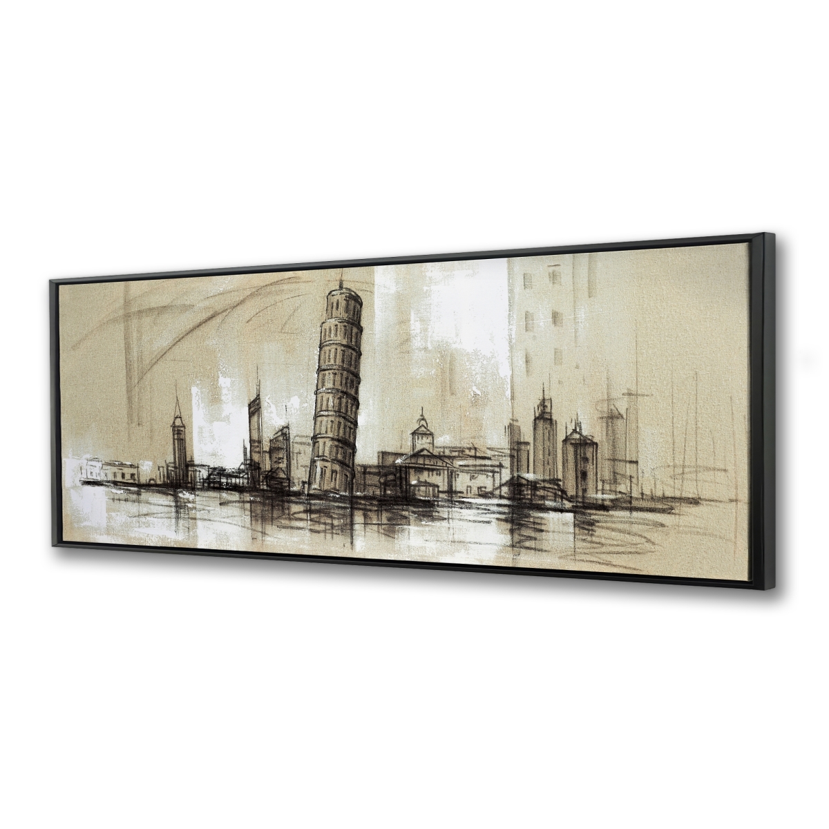 C1FC1648OXDDVS 16 x 48 in. Pise Tower Sketch - Framed Canvas for Home Decor - Industrial Style