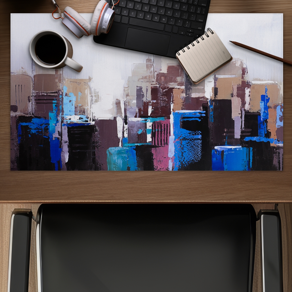 C1DM14249JA7H6 14 x 24 in. Abstract Skyscrapers - Building Brown Gaming Mat for Home Decor