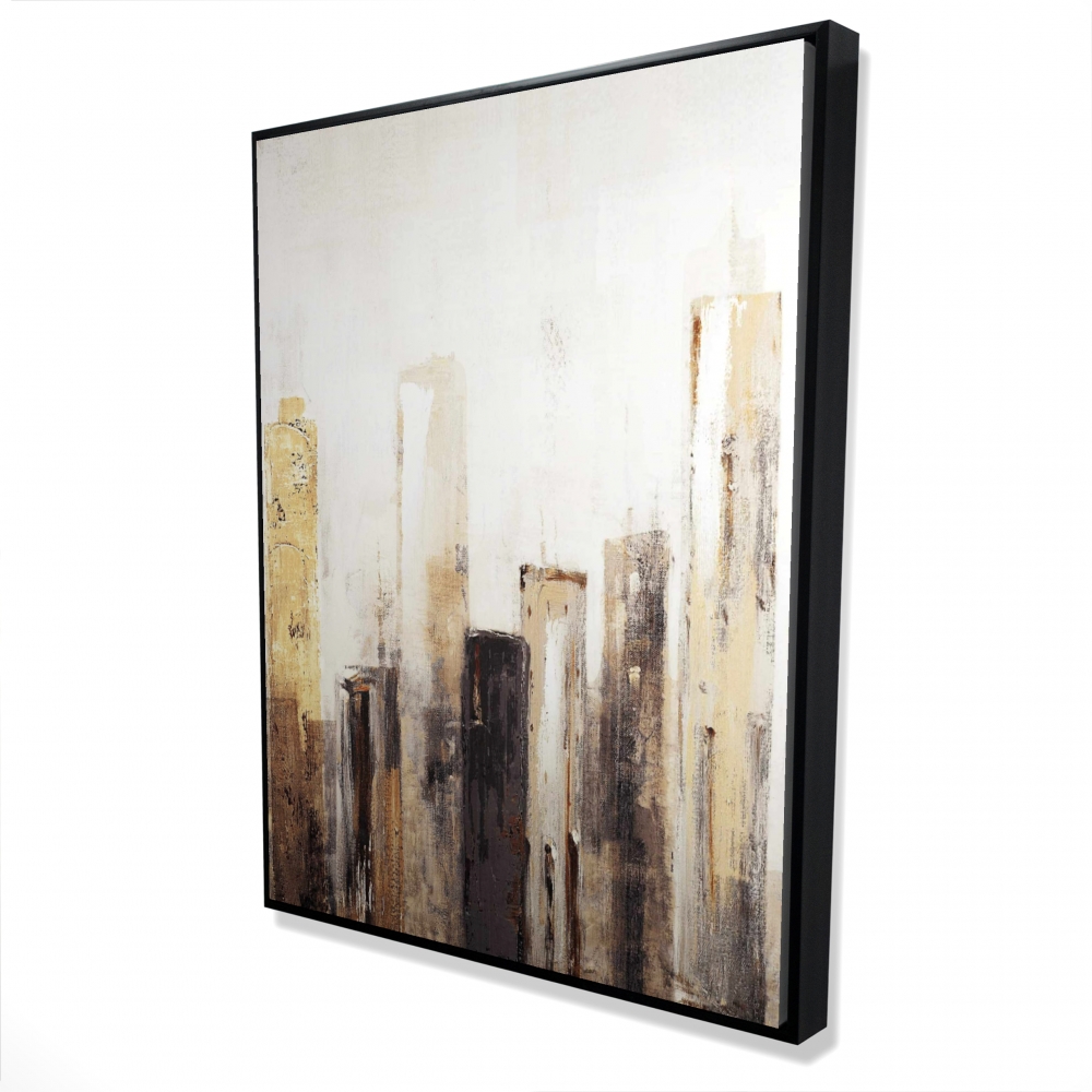 2081-4836-CI138 36 x 48 in. Earthy Tones City - Brown Modern Framed Canvas for Home Decor