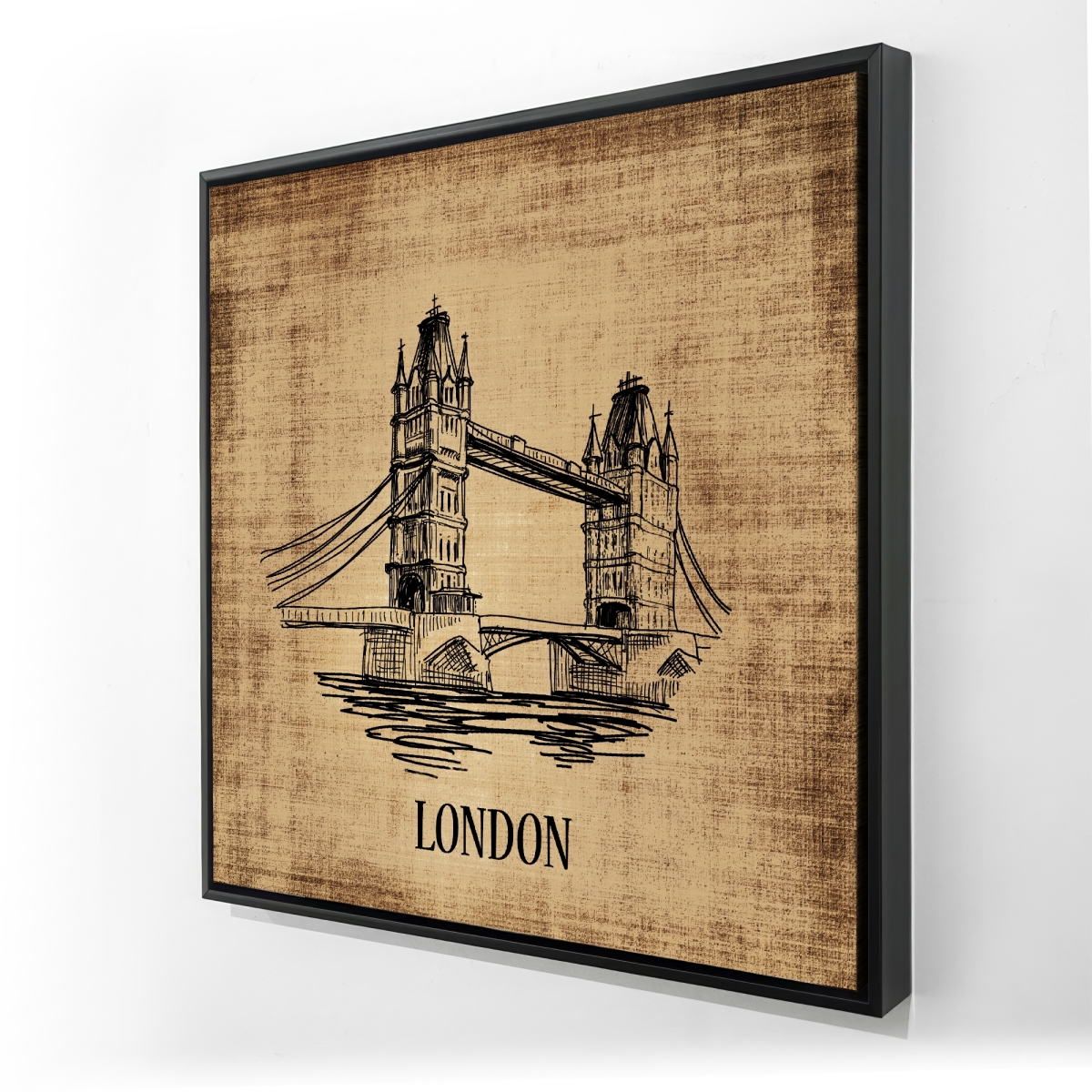 C1FC2424WZ99U2 24 x 24 in. Tower Bridge Illustration - Framed Canvas Home Decor Art