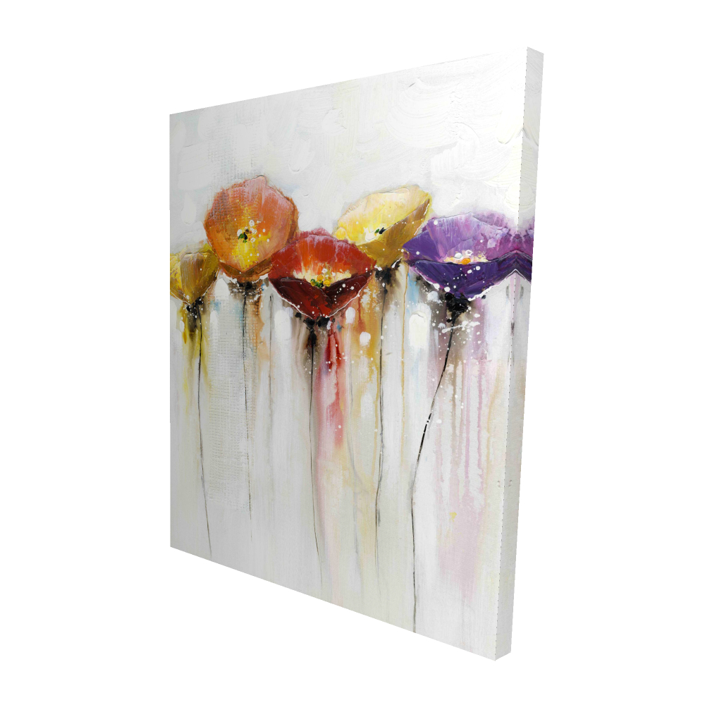 2080-6048-FL47 48 x 60 in. Multiple Colorful Abstract Flowers Canvas - Orange Bedroom Decor