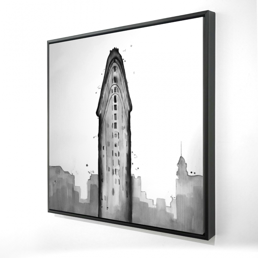 2081-3636-CI361 36 x 36 in. Flatiron Building Canvas Art - Black & White Framed Decor
