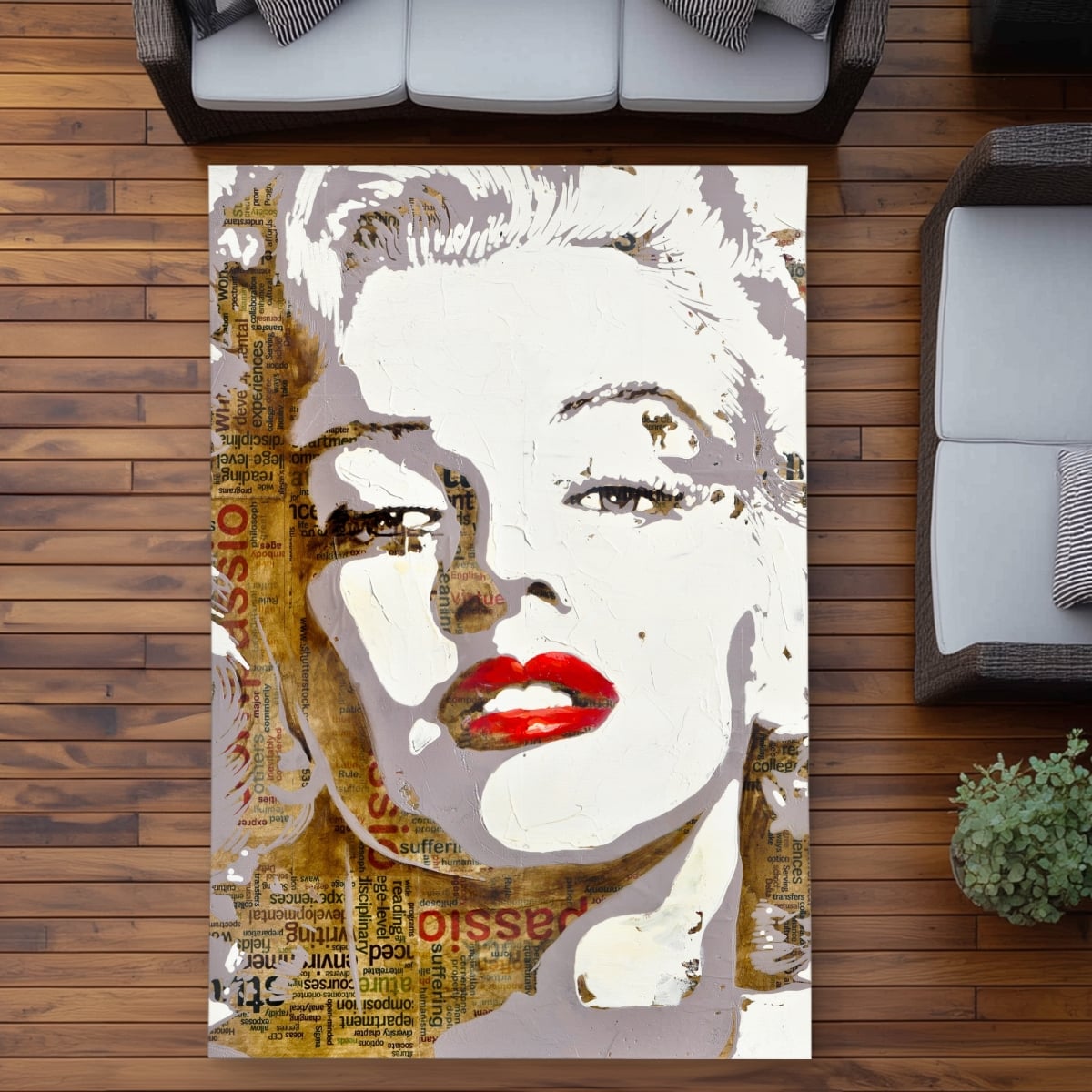 C1ROAR57WJ0CD9 5 x 7 ft. Marilyn Monroe Vintage Outdoor Area Rug - Home Decor - Rectangle