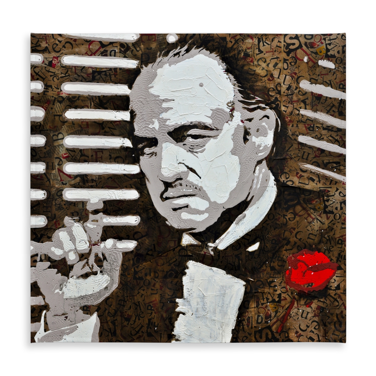 Picture of Begin Home Decor C1TC5858LNK6A6 58 x 58 in. Black & White the Godfather Tablecloth - Bedroom Pop Art Decor