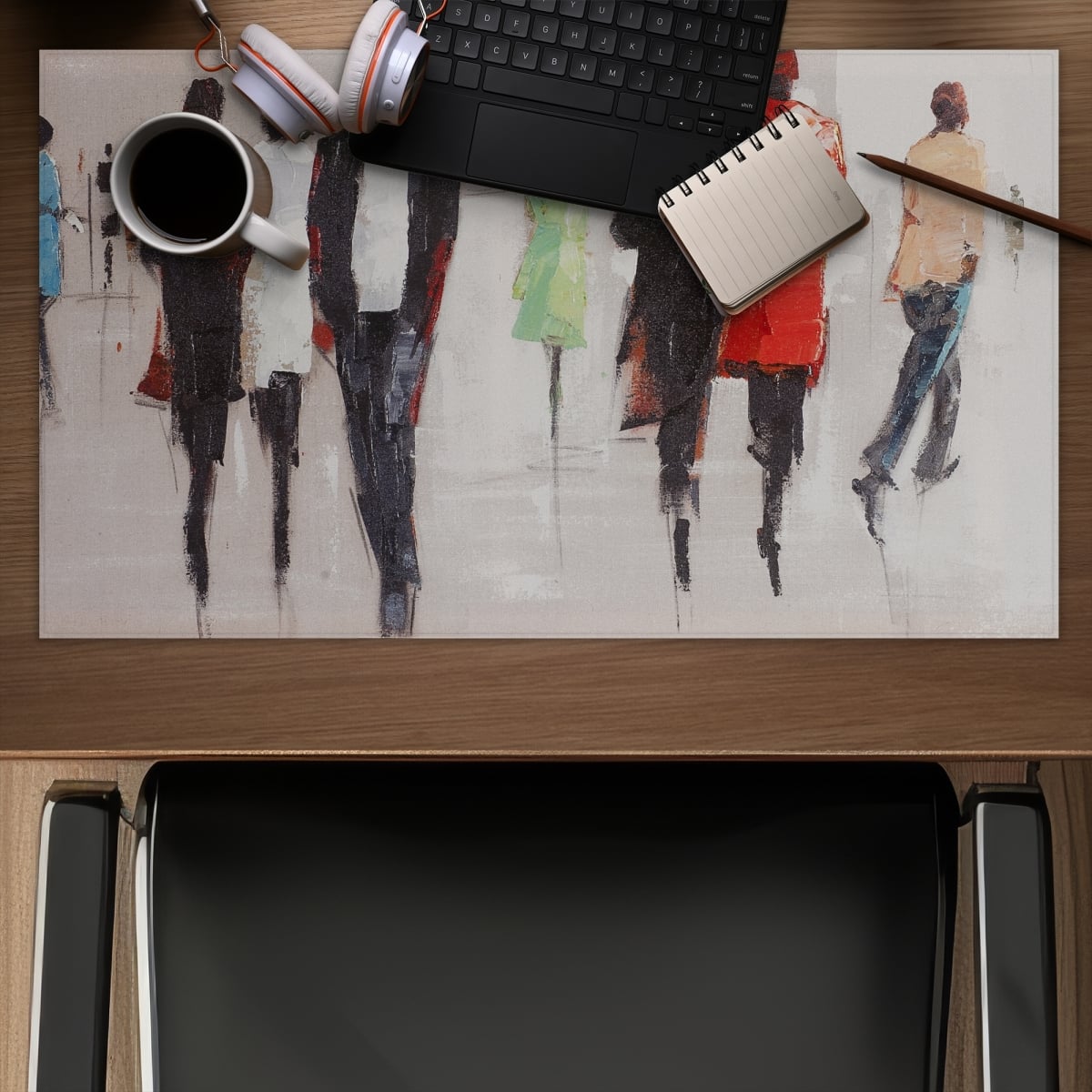 C1DM14245WVQFC 14 x 24 in. Silhouettes in the Street - Contemporary Man Gaming Mat
