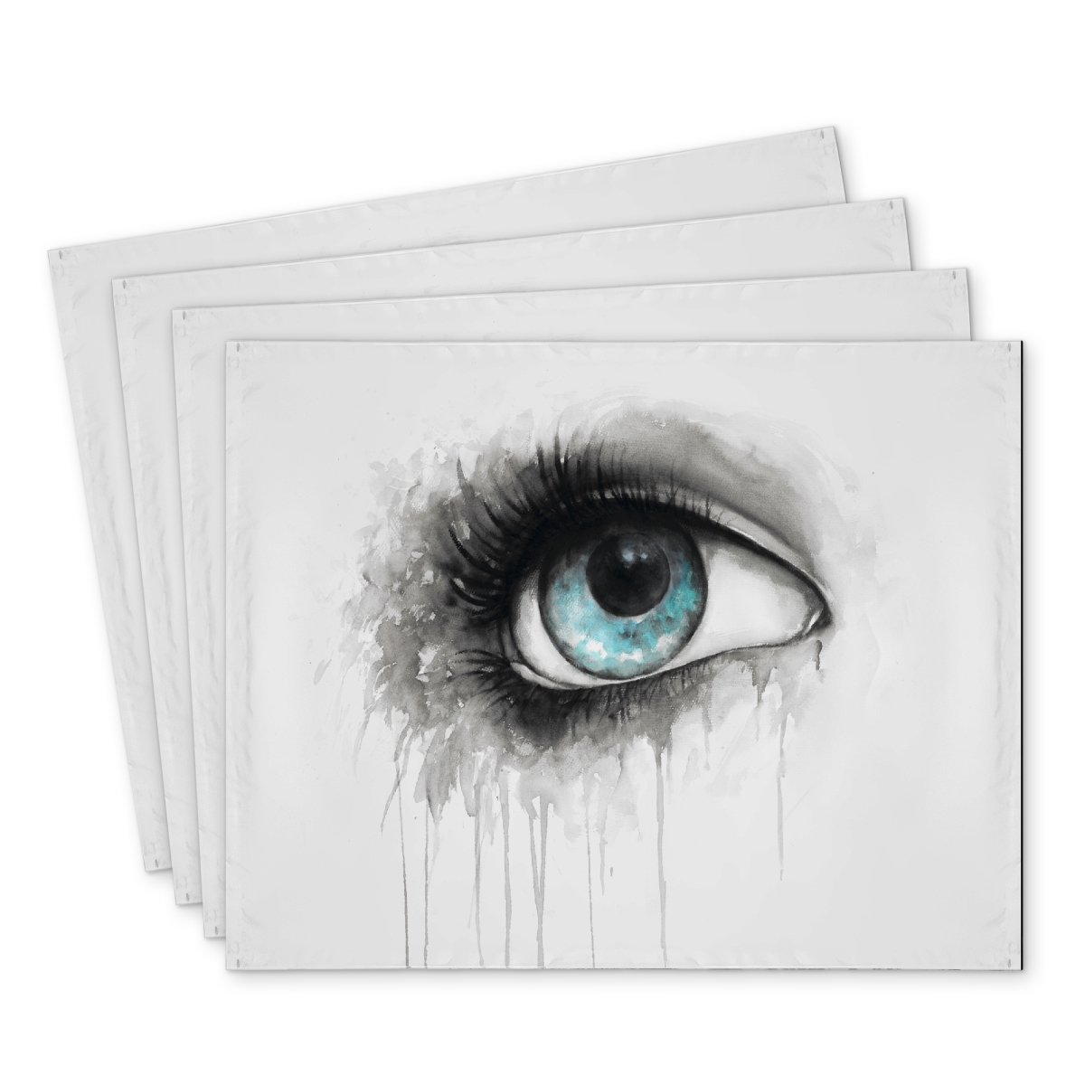 Picture of Begin Home Decor C4PP1418TX5779 14 x 18 in. Blue Eye in Watercolor - Polyester Placemat for Home Decor - Set of 4