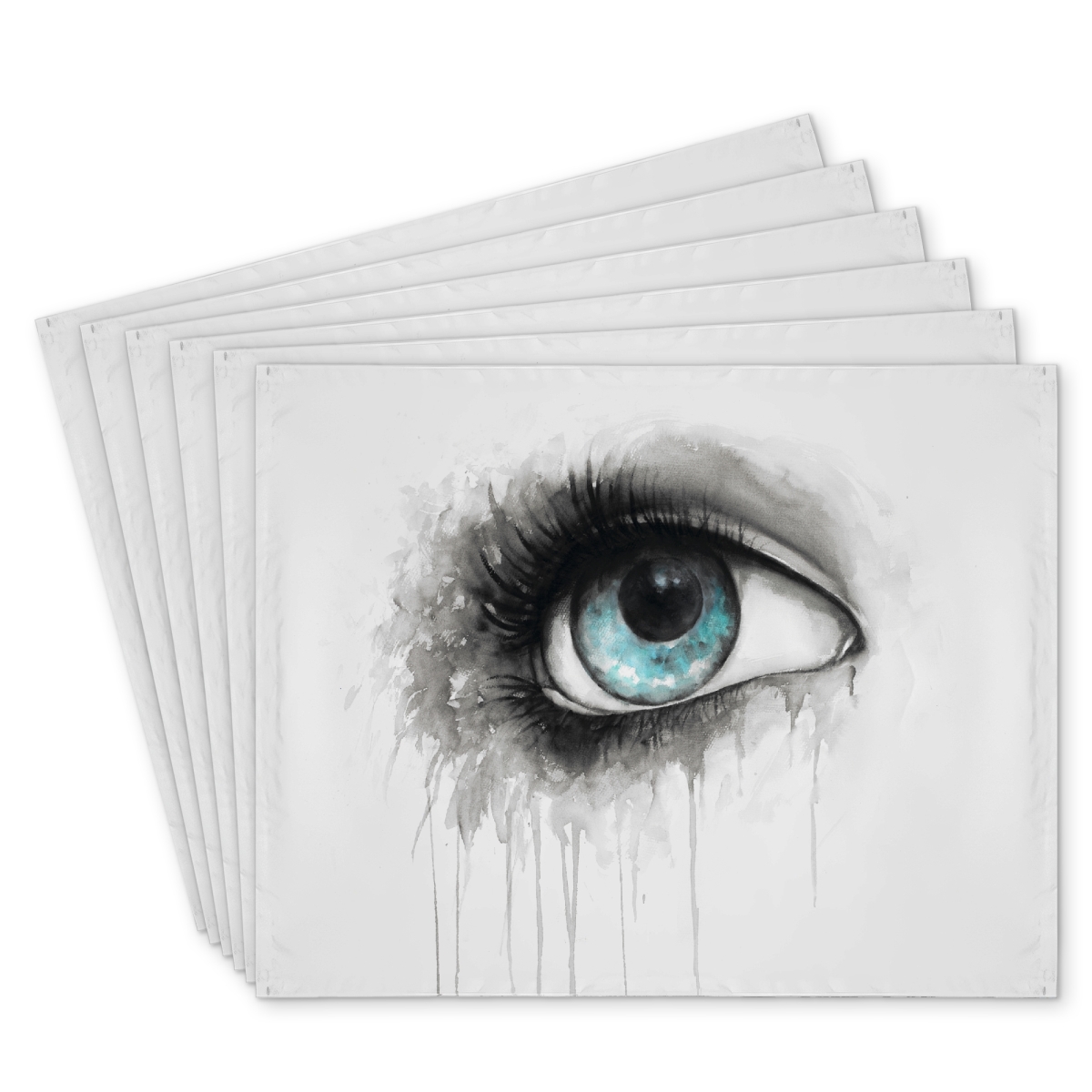 Picture of Begin Home Decor C6PP14183QCMSZ 14 x 18 in. Blue Eye in Watercolor - Polyester Placemat for Home Decor - Set of 6