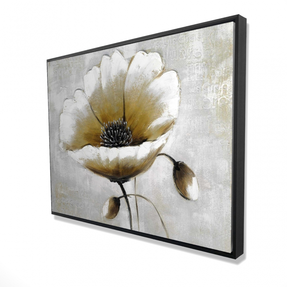 2081-3648-FL6 36 x 48 in. Modern Beige Flower - Office Modern Framed Canvas Decor