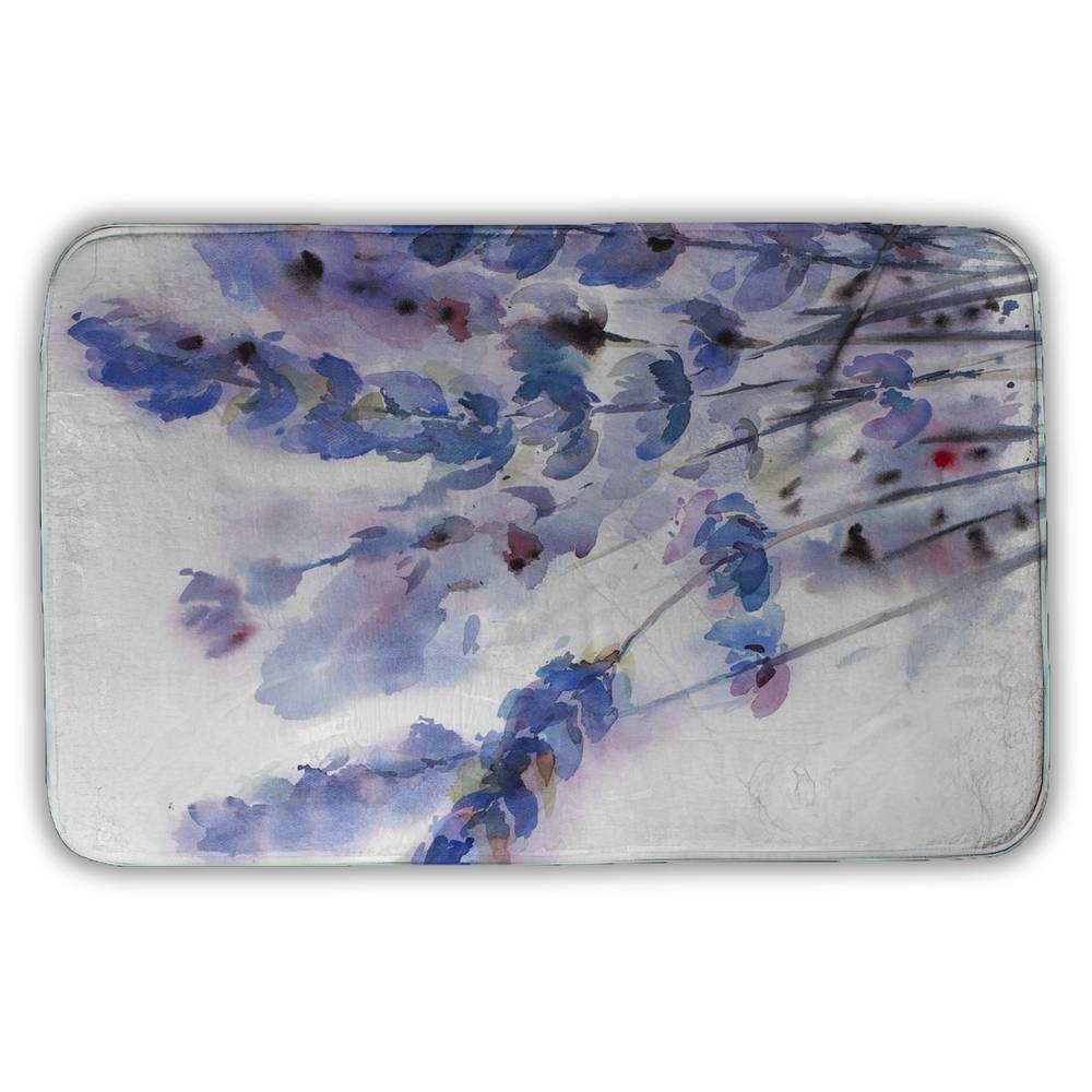 5930-3421-FL230 21 x 34 in. Watercolor Lavender Flowers - Botanical Rustic Bath Mat