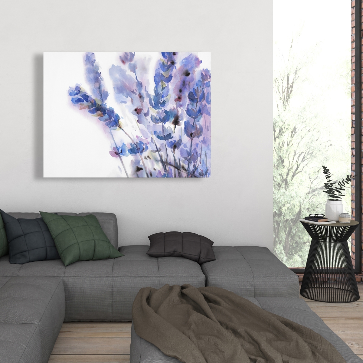 C1RC36489D1N9T 36 x 48 in. Watercolor Lavender Flowers Canvas - Office Decor for Home