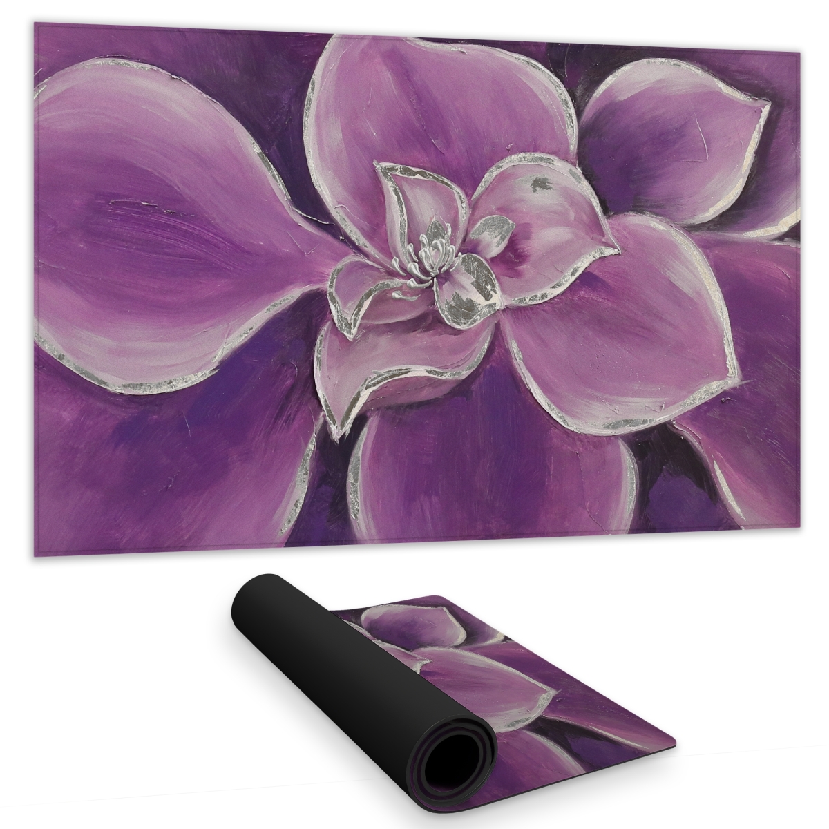 C1DM1424MQ76DI 14 x 24 in. Purple Flower Closeup - Purple Living Room Gaming Mat Decor