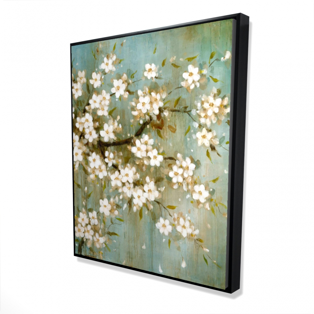 2081-6048-FL80 48 x 60 in. White Cherry Blossom - Contemporary Framed Canvas Home Decor