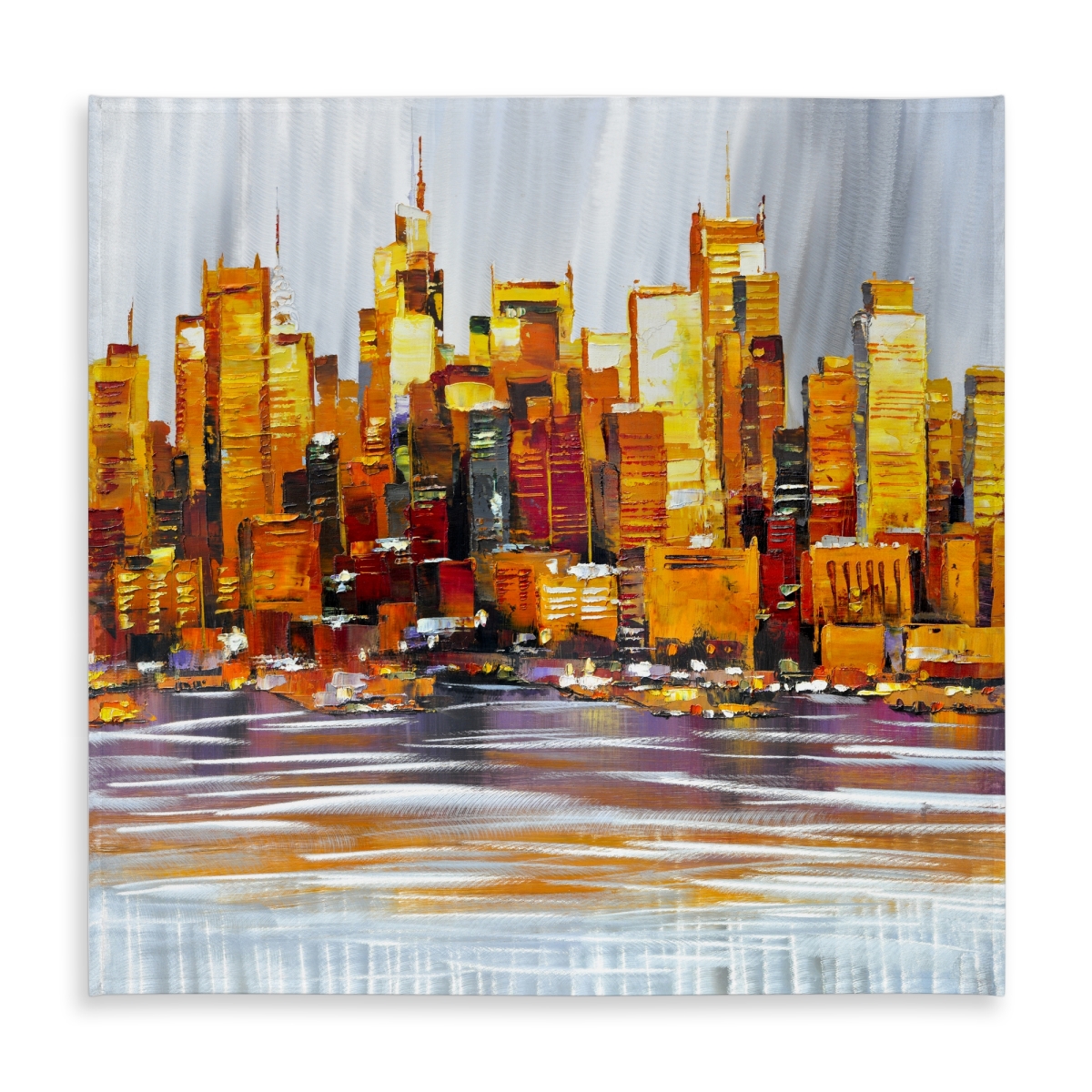 Picture of Begin Home Decor C1TC5858LUM1BJ 58 x 58 in. Orange Buildings - Contemporary Indoor Outdoor Tablecloth for Home Decor