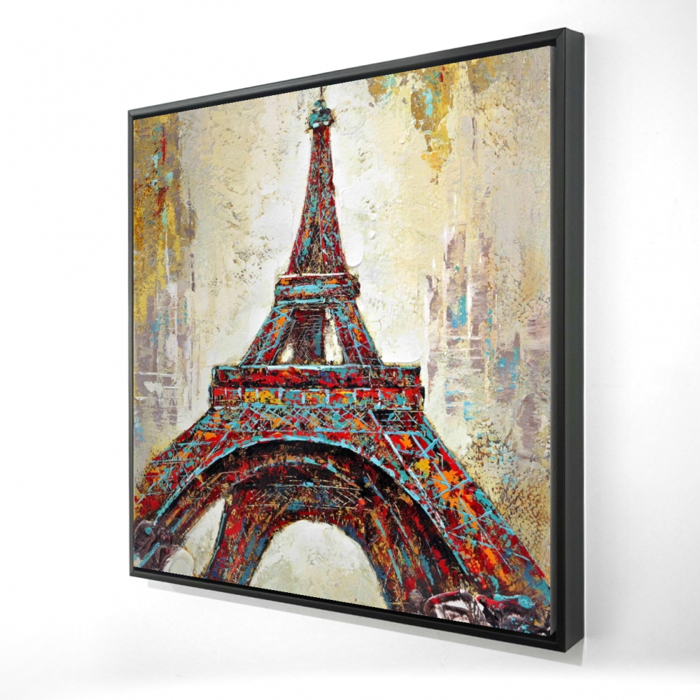 2081-2424-CI47 24 x 24 in. Abstract Eiffel Tower - Framed Canvas Bedroom Decor - Art